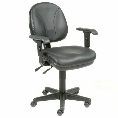 INTERION BY GLOBAL INDUSTRIAL Interion Task Chair With Arms With Mid Back & Adjustable Arms, Leather, Black 506795